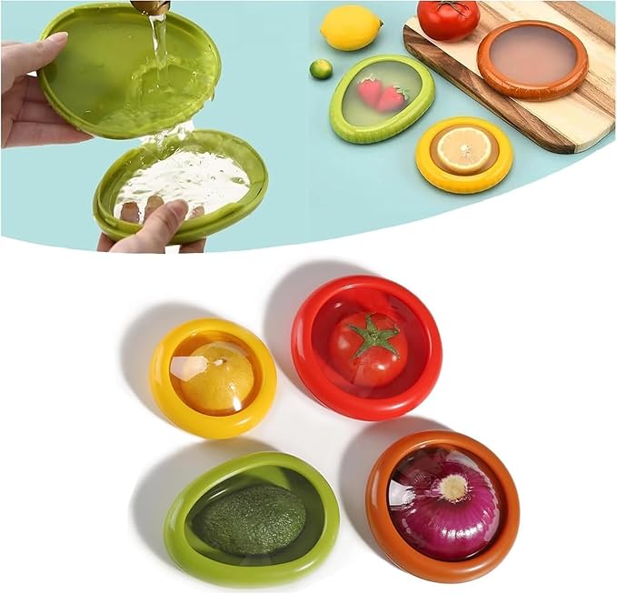Reusable Silicone Stretch Lids (4 Pieces) – Food Cover Set for Bowls, Cups & Containers