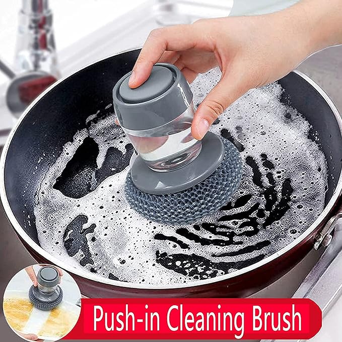 Soap Dispensing Dish Brush – Kitchen Cleaning Brush with Built-in Soap Dispenser