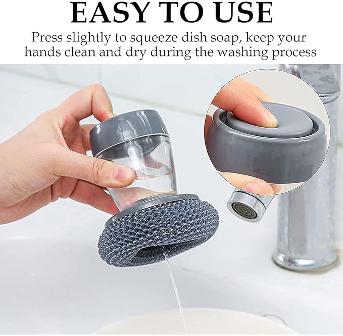 Soap Dispensing Dish Brush – Kitchen Cleaning Brush with Built-in Soap Dispenser