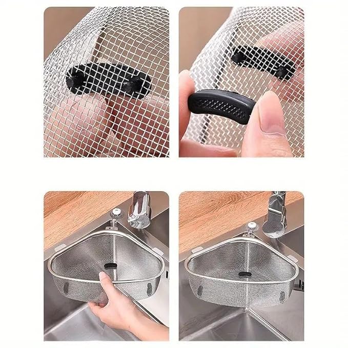 Stainless Steel Sink Corner Strainer – Kitchen Drain Basket & Food Filter