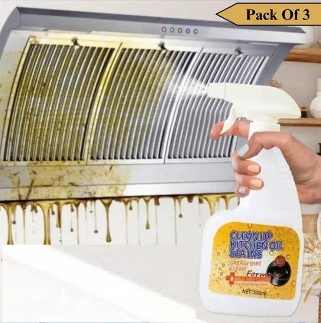 Kitchen Heavy Oil Cleaning Spray (Pack of 3) – Antibacterial Degreaser for Kitchen Surfaces