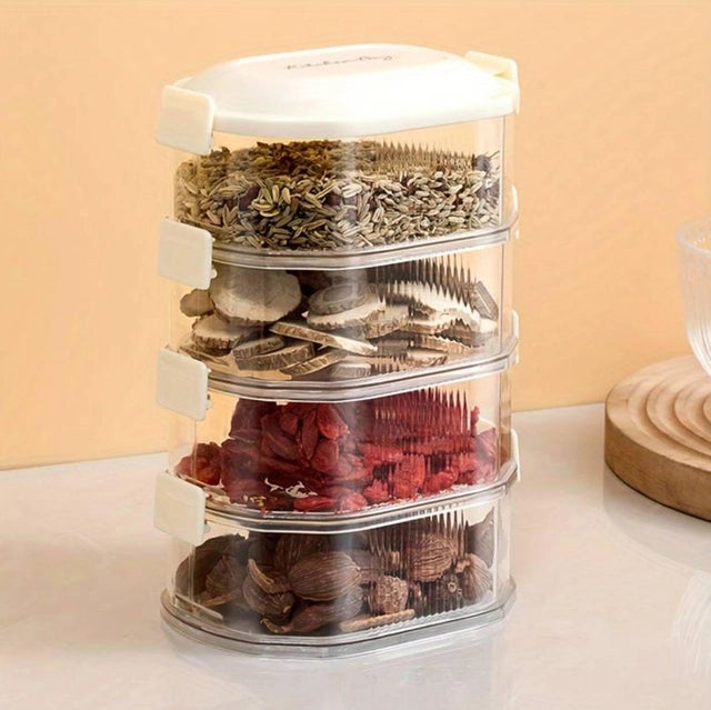 3-Layer Spice Storage Box – Multi-Compartment Kitchen Seasoning Organizer