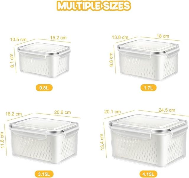 Refrigerator Storage Containers with Airtight Lids – Pack of 2 | Fridge Organizer Boxes