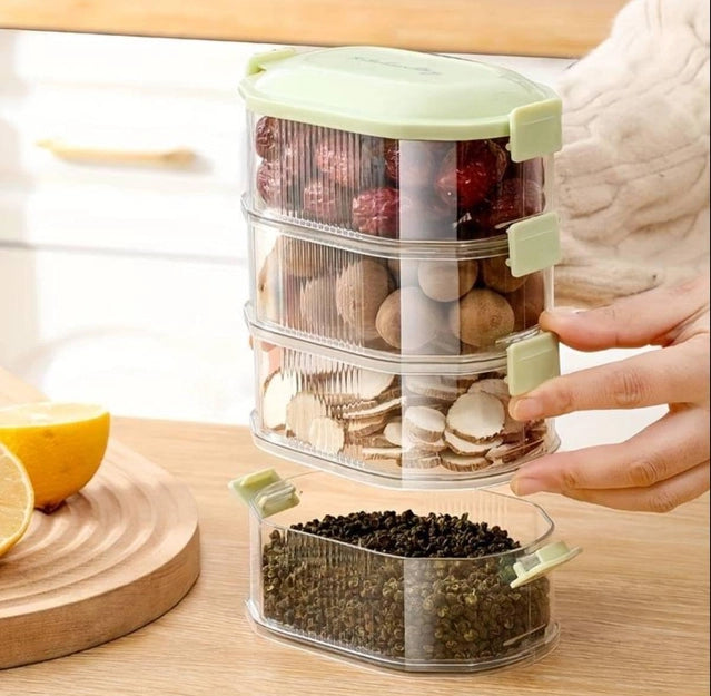 3-Layer Spice Storage Box – Multi-Compartment Kitchen Seasoning Organizer